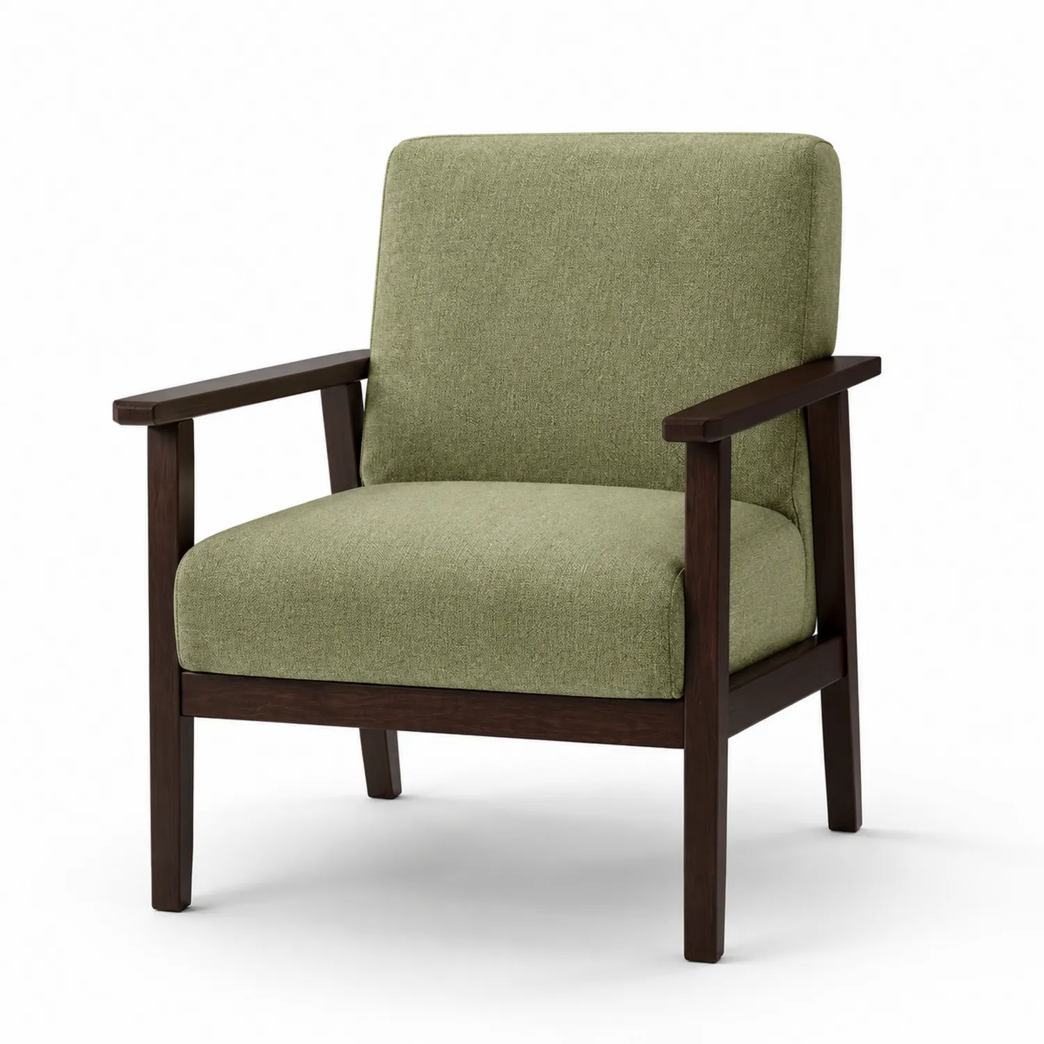 Fauteuil en tissu Polyester Vert Olive avec structure en Bois