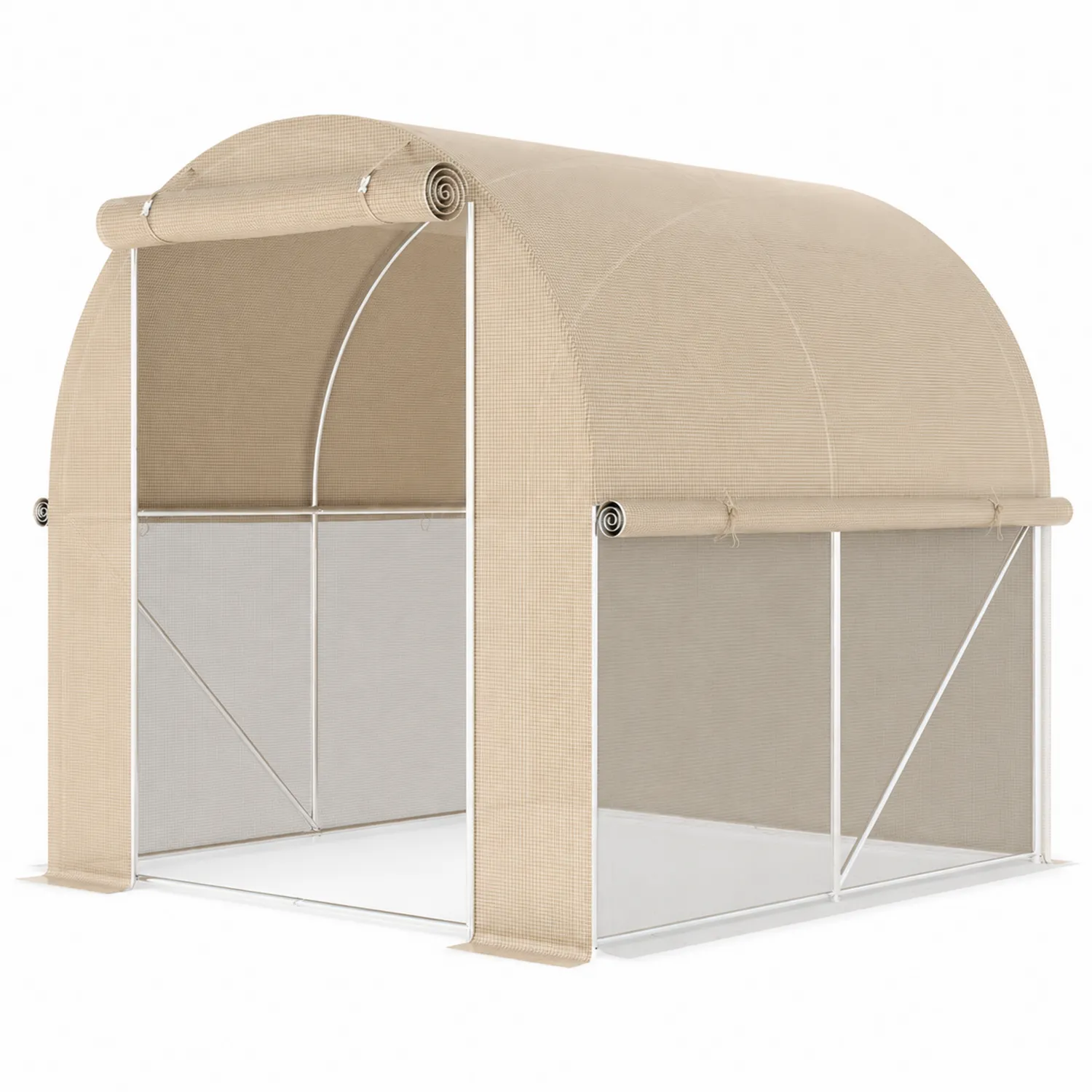 Abri voiture en métal avec toile en polyester Beige