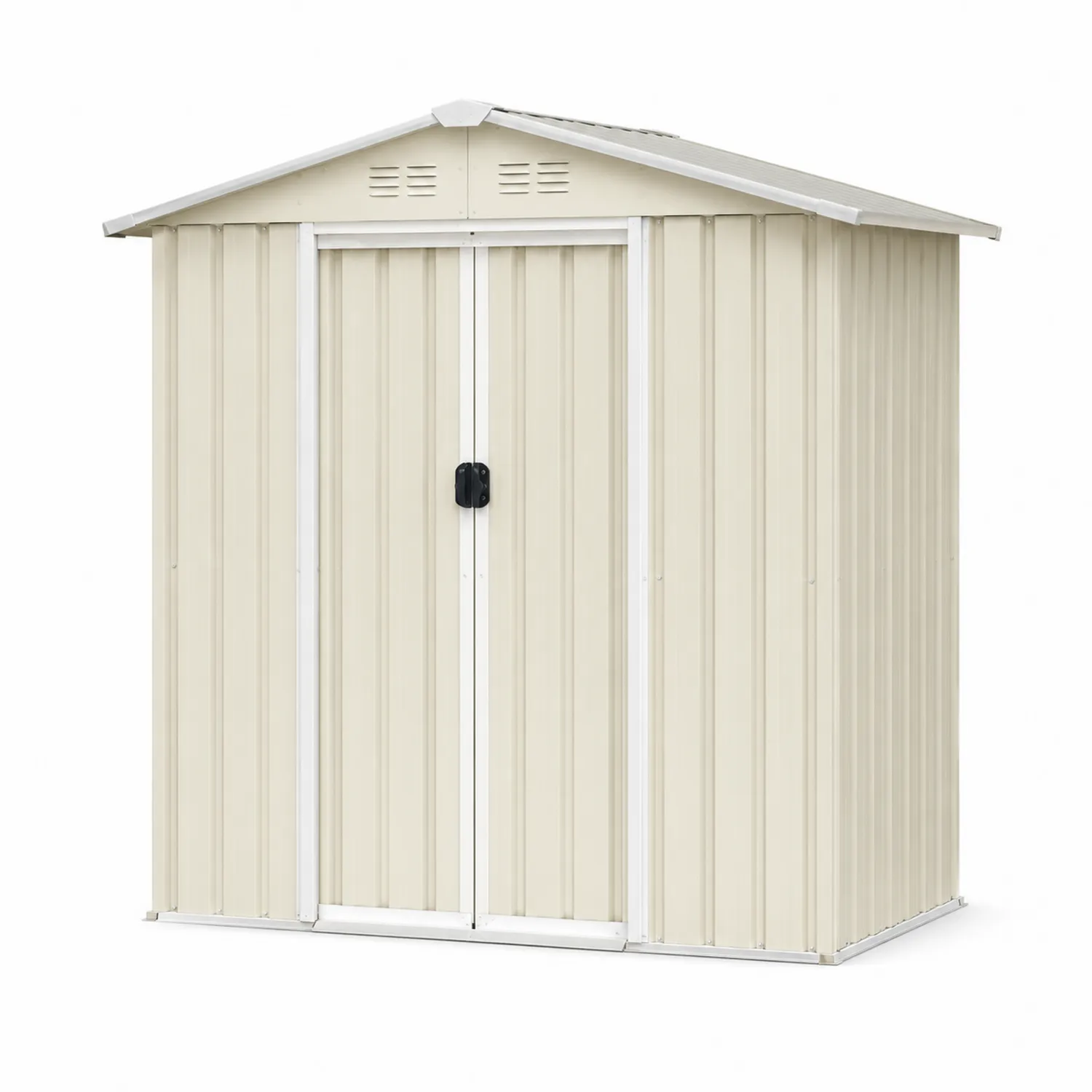 Abri de jardin en métal beige avec ventilation