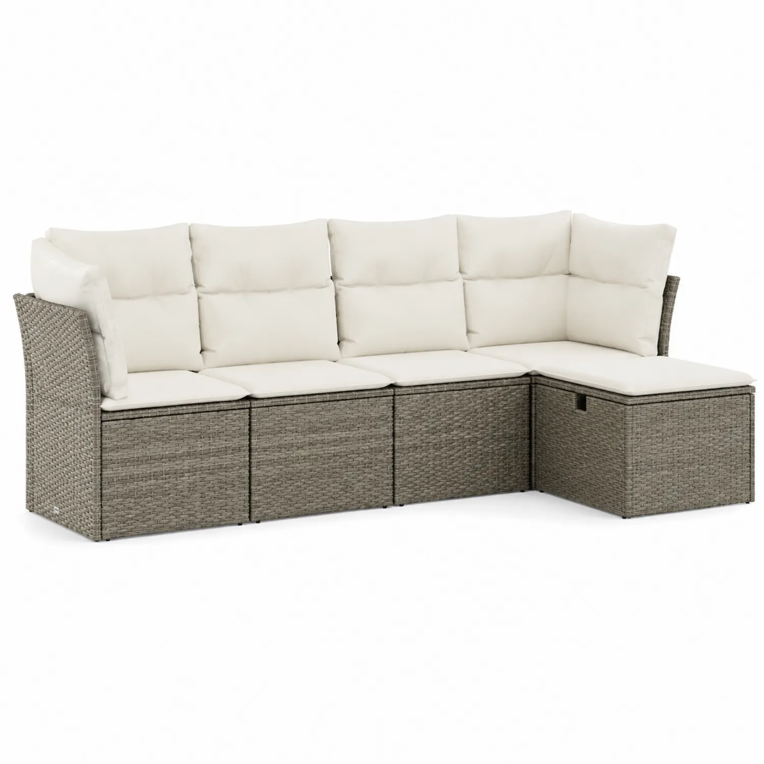 Canapé d'angle modulaire en résine tressée avec coussins en polyester