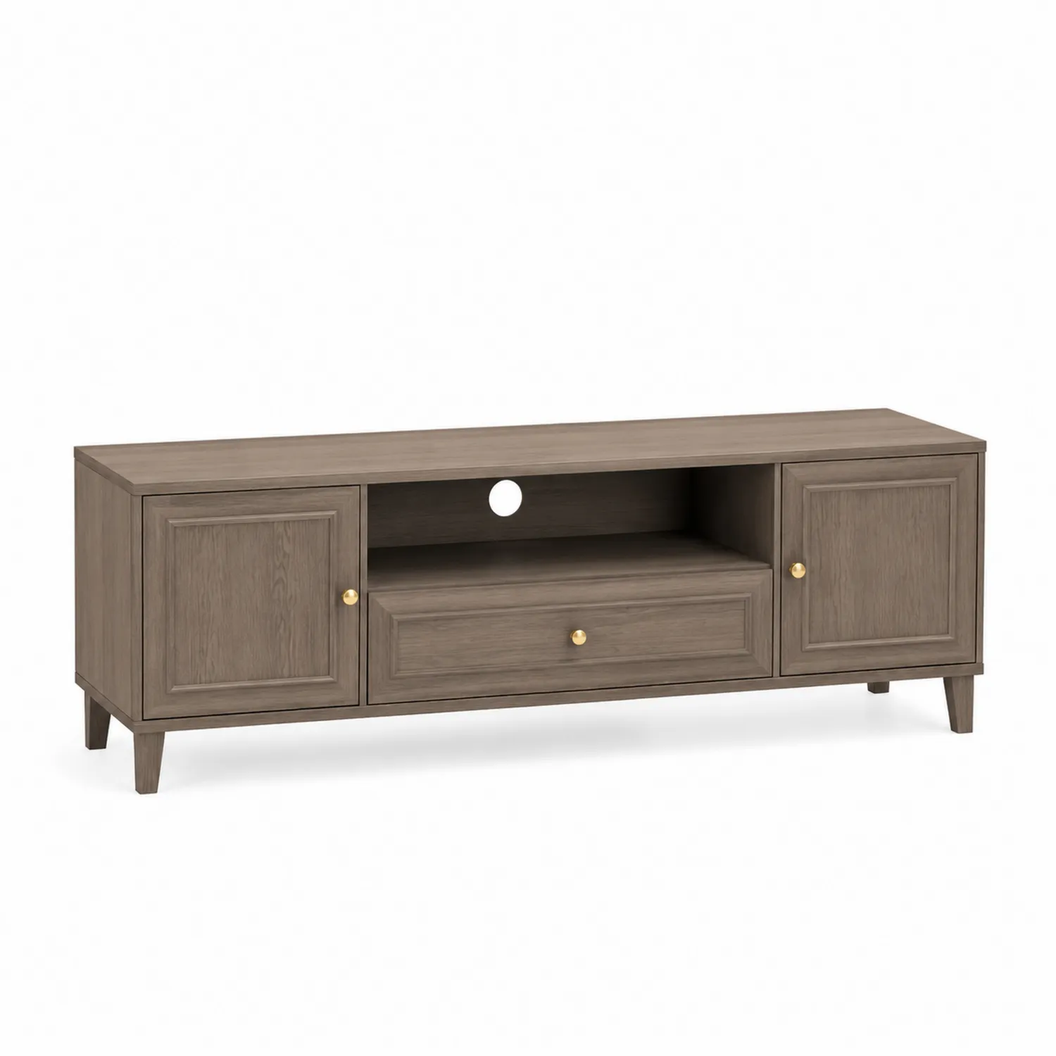 Meuble TV en Chêne Marron avec Étagères et Tiroirs 150x45x50cm