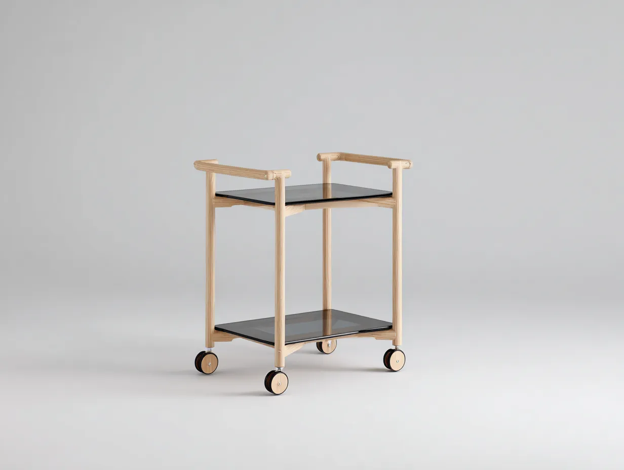 Carrito de cocina 82x40x84 cm - plateado y transparente - metal y vidrio - con dos estantes y ruedas