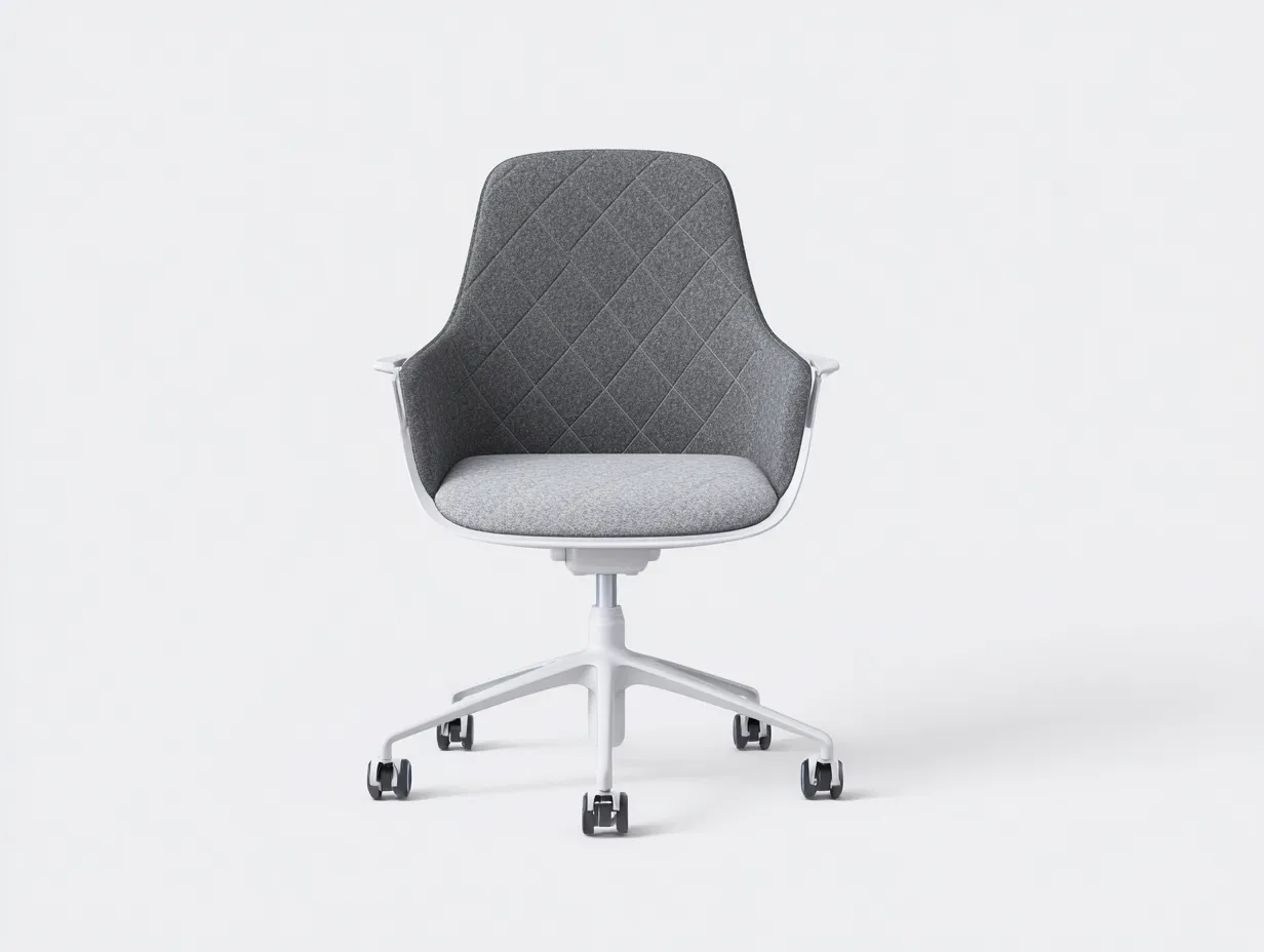 Silla de oficina 61x60x89-99 cm - tejido gris y estructura blanca con ruedas - gris y blanco - para oficina - respaldo acolchado geométrico