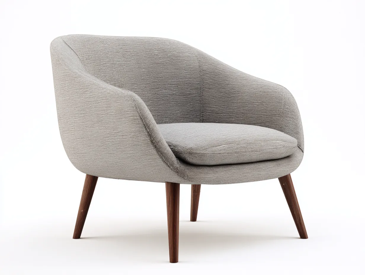 Sillón de tela 96x84x78 cm - gris claro para salón - respaldo envolvente y patas de madera