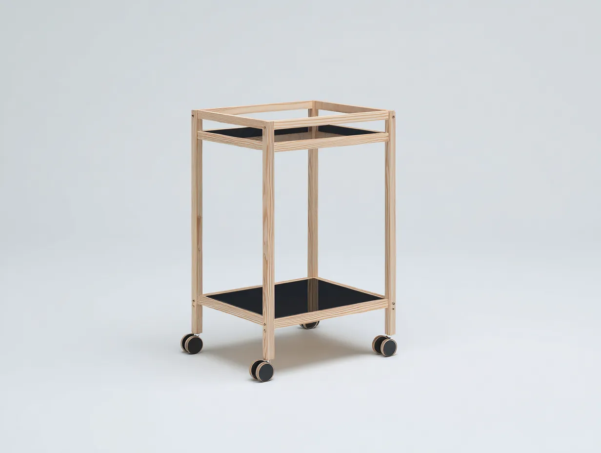 Carrito de cocina 68x40x80 cm - roble natural - madera con dos bandejas y ruedas