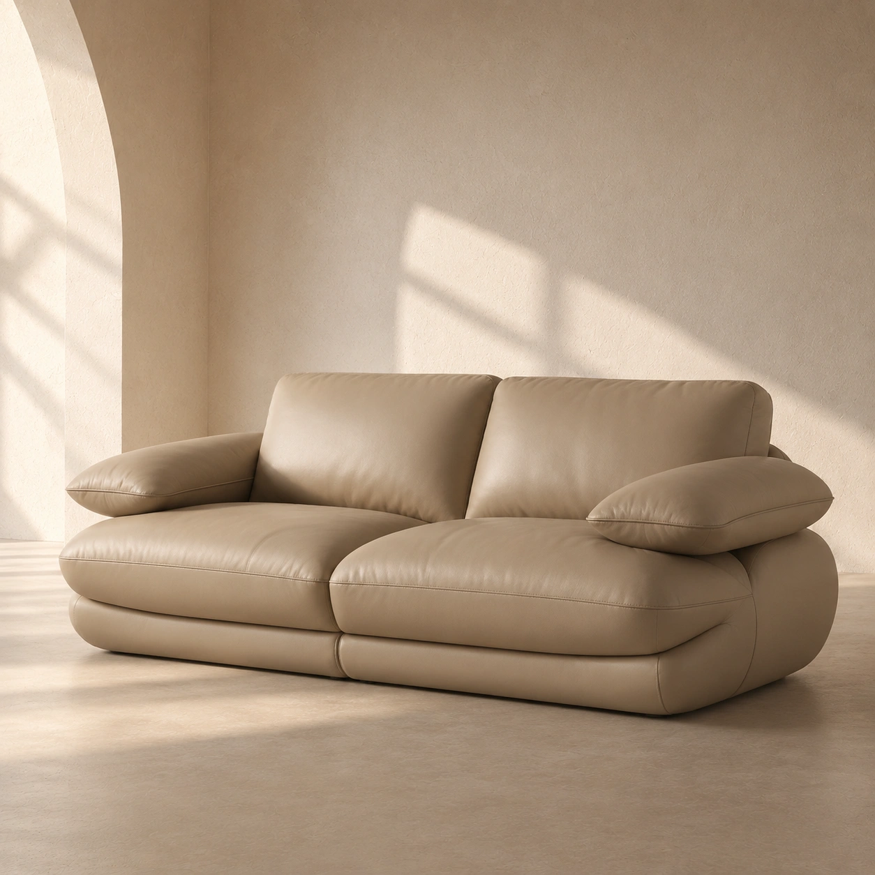 Canape cuir beige moderne-casaelvo