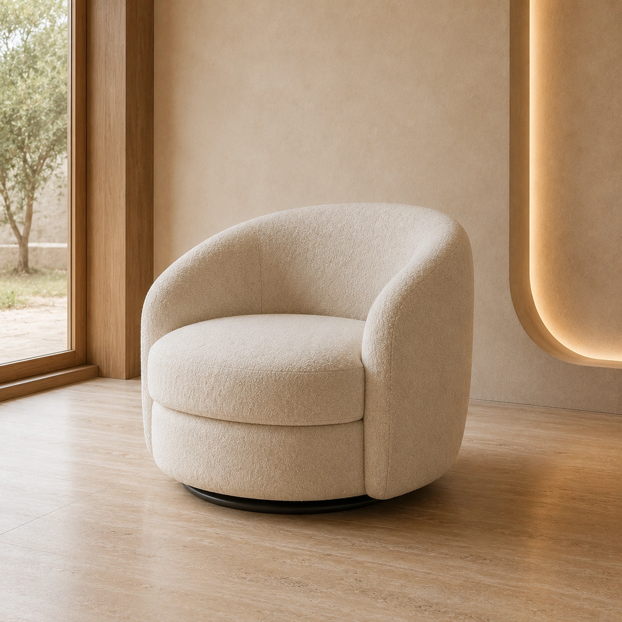 Fauteuil pivotant boucle blanc casse-casaelvo
