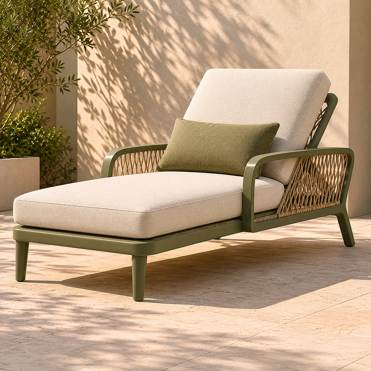 Chaise longue jardin vert olive-casaelvo