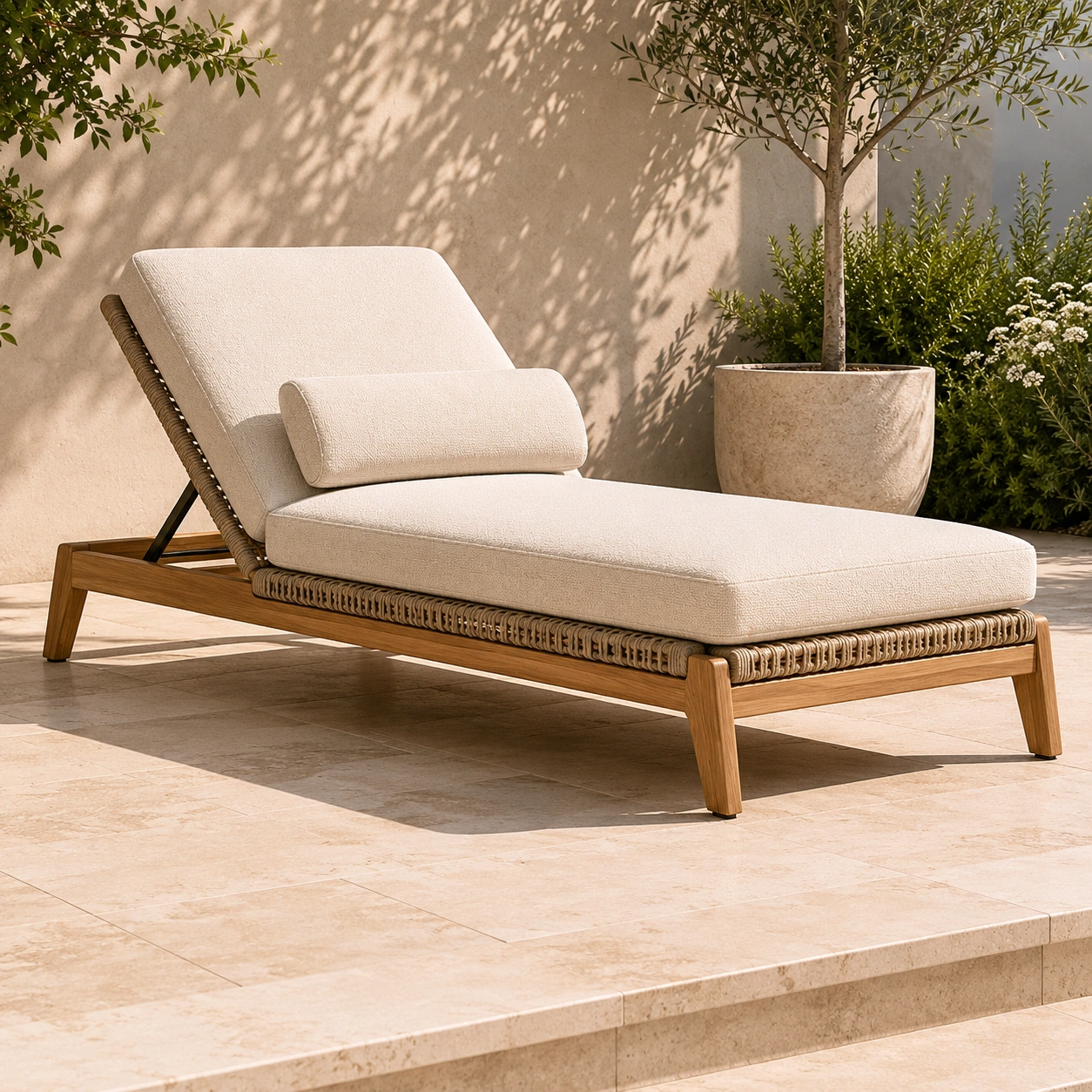 Bain de soleil bois naturel et beige-casaelvo