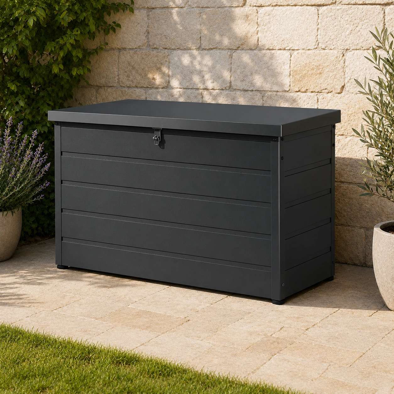 Coffre de rangement exterieur noir mat-casaelvo
