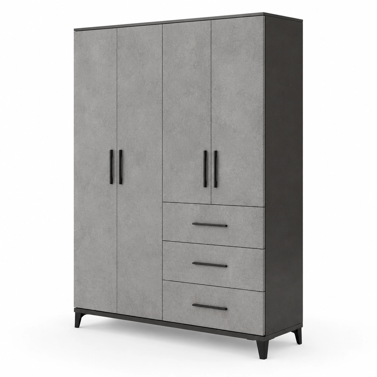 Armoire 4 portes gris beton avec tiroirs-casaelvo