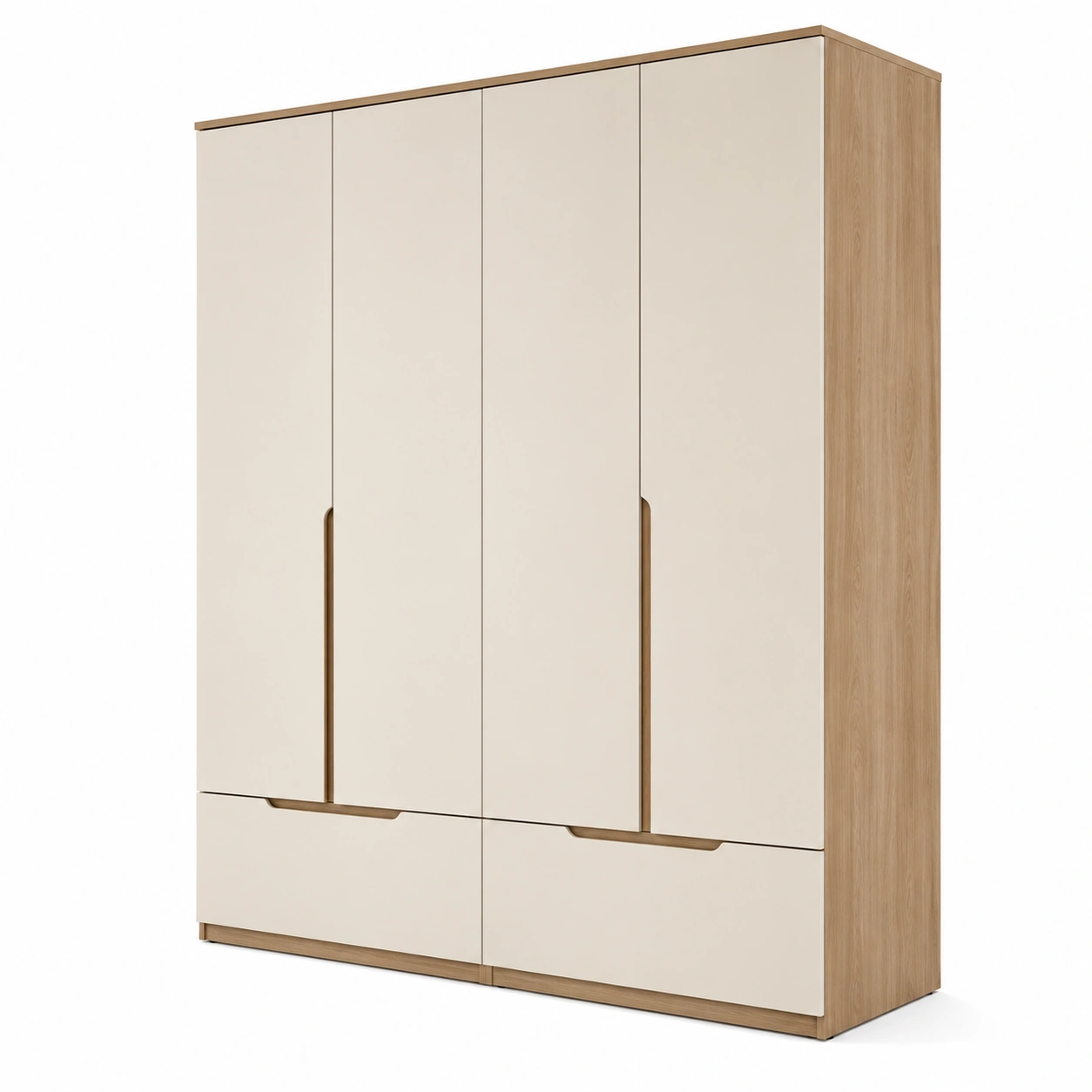Armoire beige et bois scandinave 4 portes-casaelvo