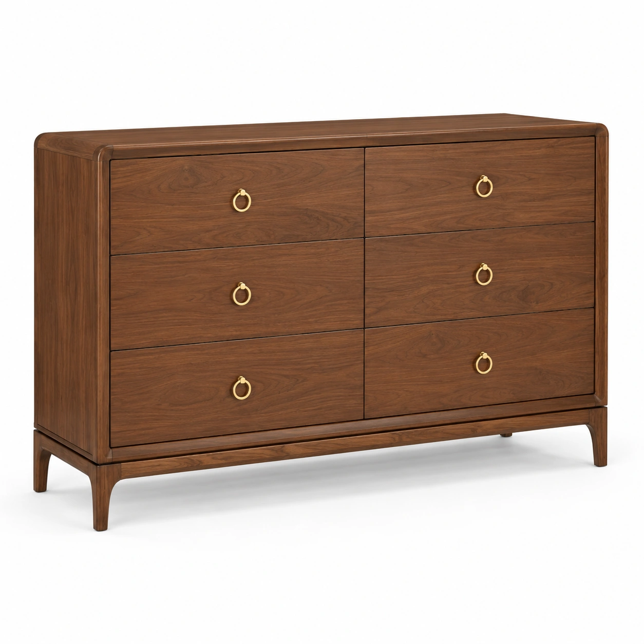 Commode noyer 6 tiroirs avec anneaux decoratifs-casaelvo