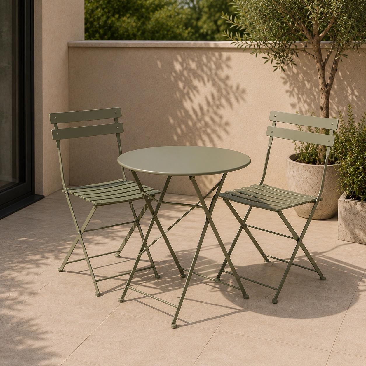 Ensemble de jardin pliable vert sauge 3 pieces-casaelvo