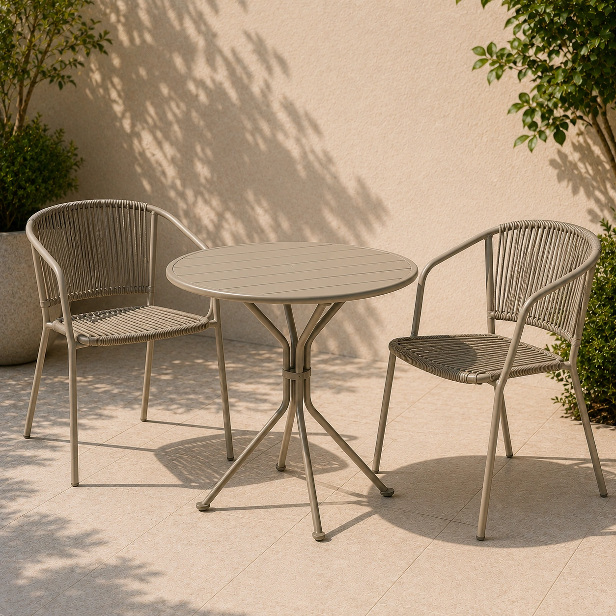 Ensemble repas exterieur corde taupe-casaelvo