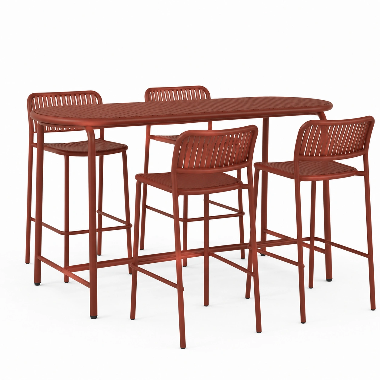 Ensemble bar exterieur rouge brique 5 pieces-casaelvo