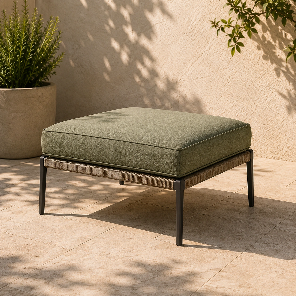 Repose pieds exterieur coussin vert olive-casaelvo