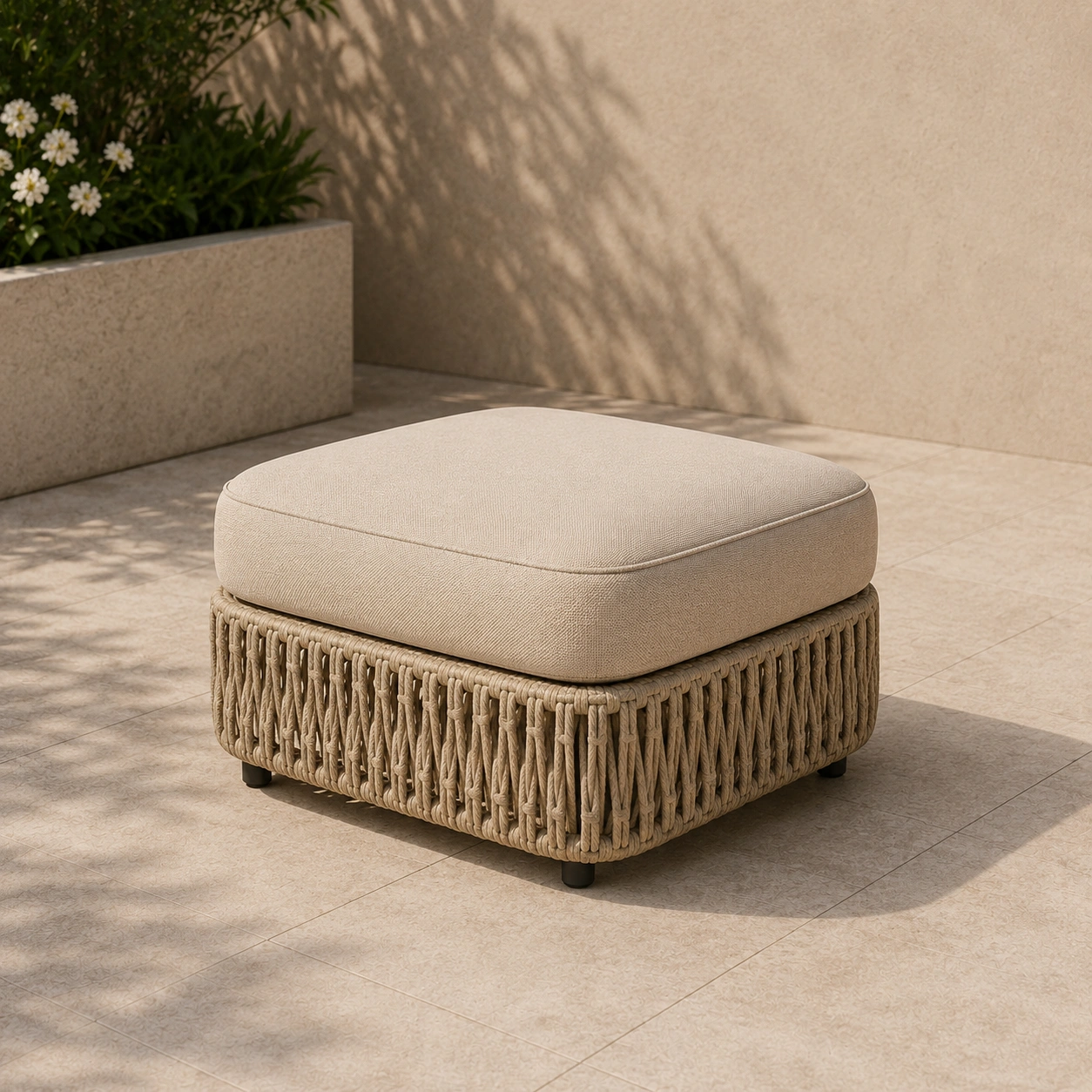 Repose pieds exterieur tresse beige-casaelvo