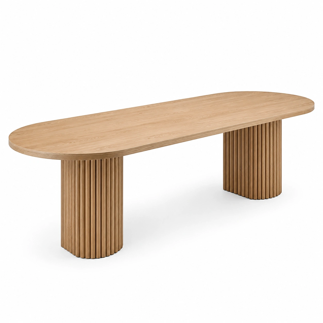 Table basse ovale bois texture cannelee-casaelvo