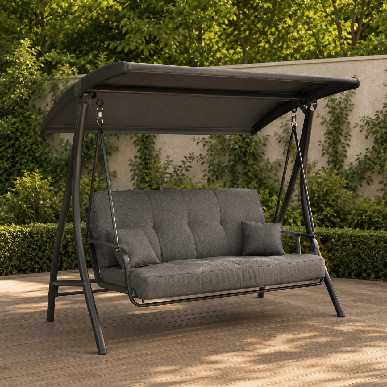 Balancelle de jardin anthracite avec auvent-casaelvo