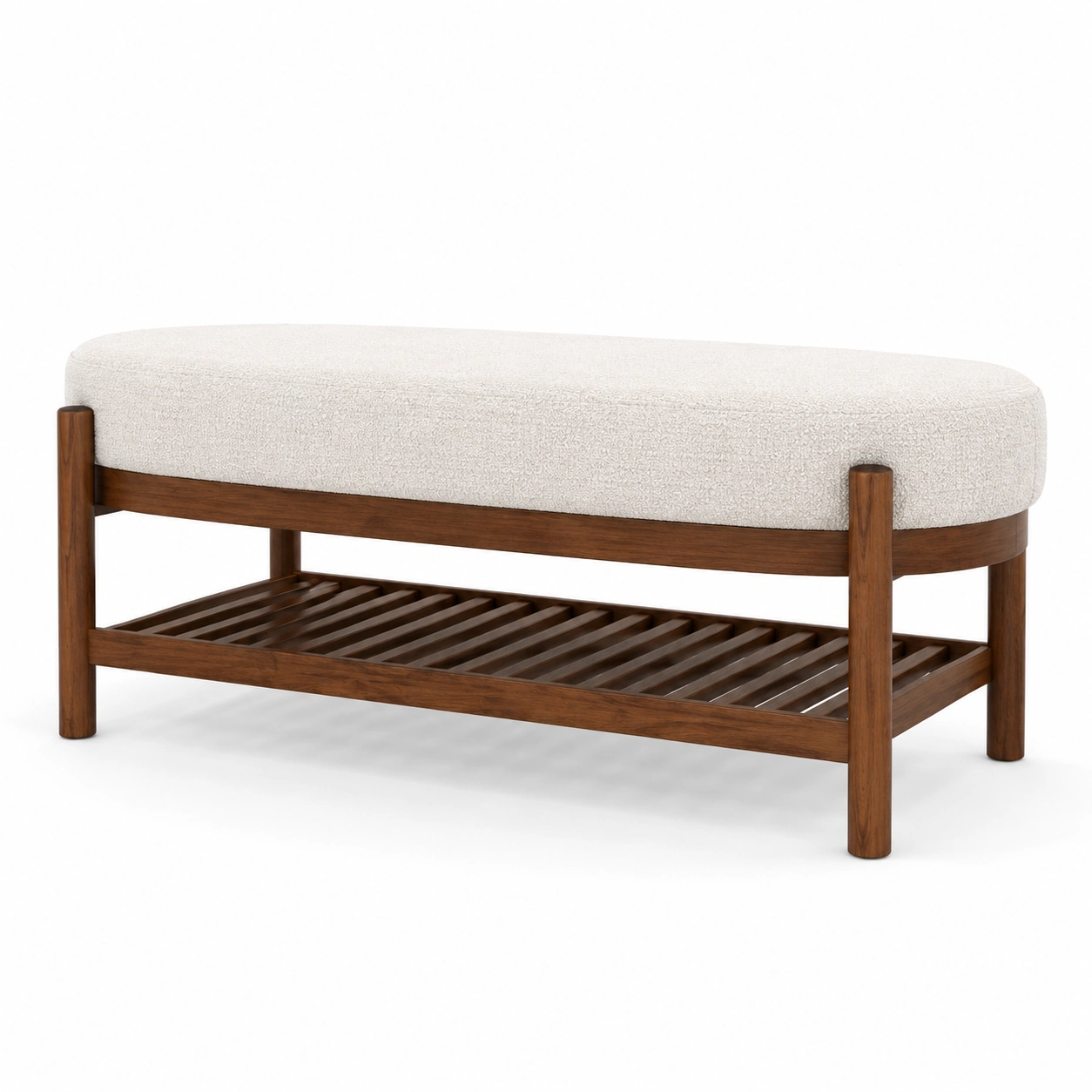 Banc en bois noyer avec coussin beige-casaelvo