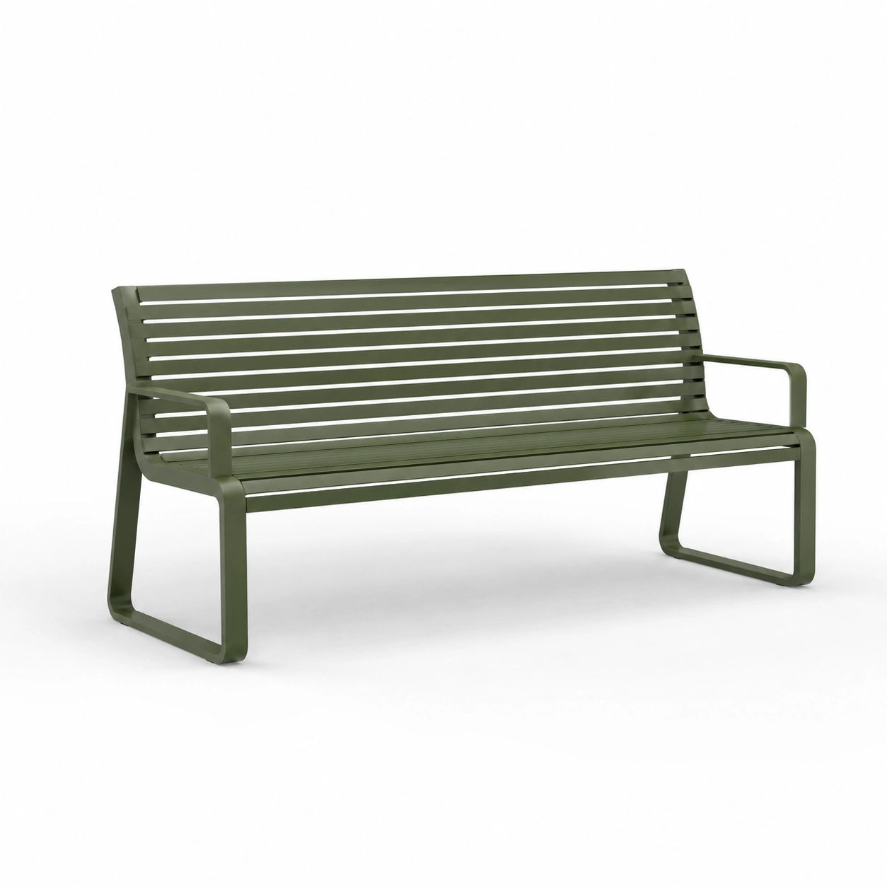Banc de jardin vert kaki en metal-casaelvo
