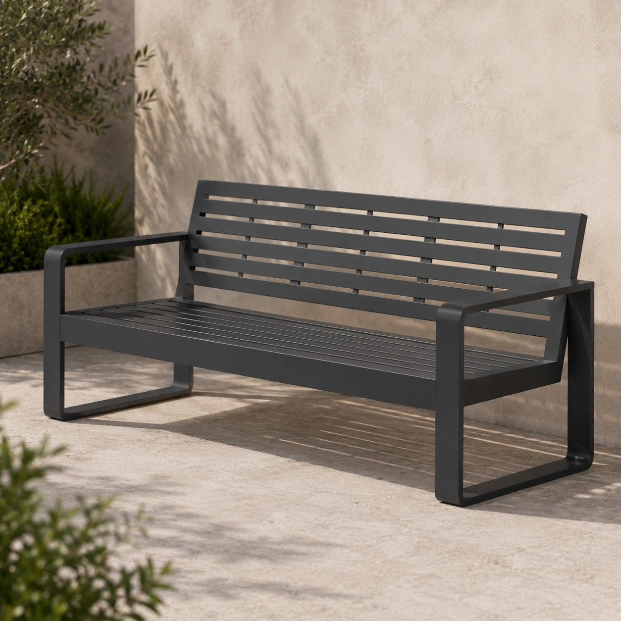 Banc de jardin moderne anthracite-casaelvo
