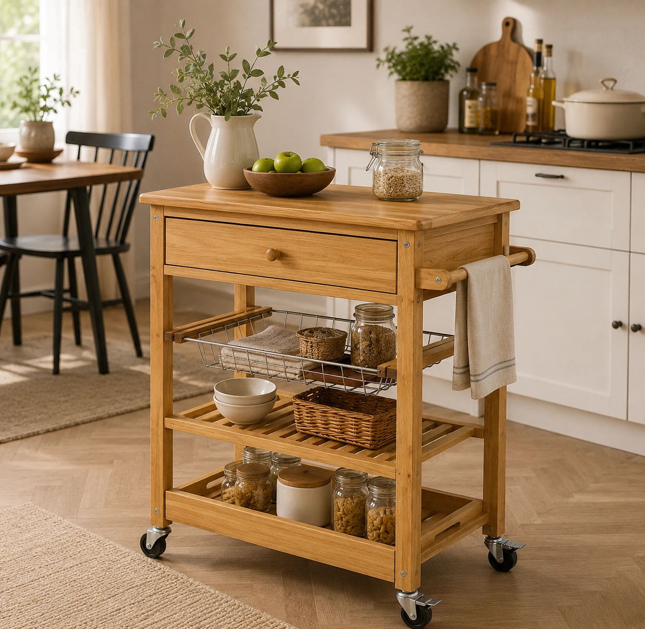 Ilot cuisine noir et bois avec rangement-casaelvo