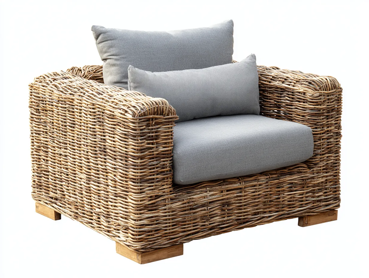 Polyrattan Gartensessel Rattanoptik 95x88x78 cm - Natur-Grau - Outdoor geeignet - Modernes Lounge Design-Homiuphut