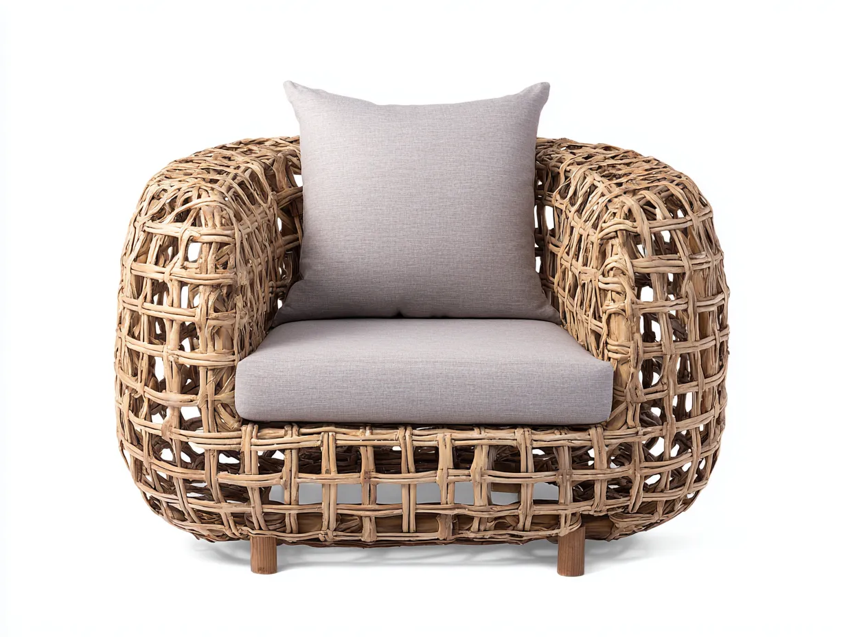 Polyrattan Gartensessel Rattanoptik 92x85x78 cm - Natur-Hellgrau - Outdoor geeignet - Modernes Lounge Design-Homiuphut