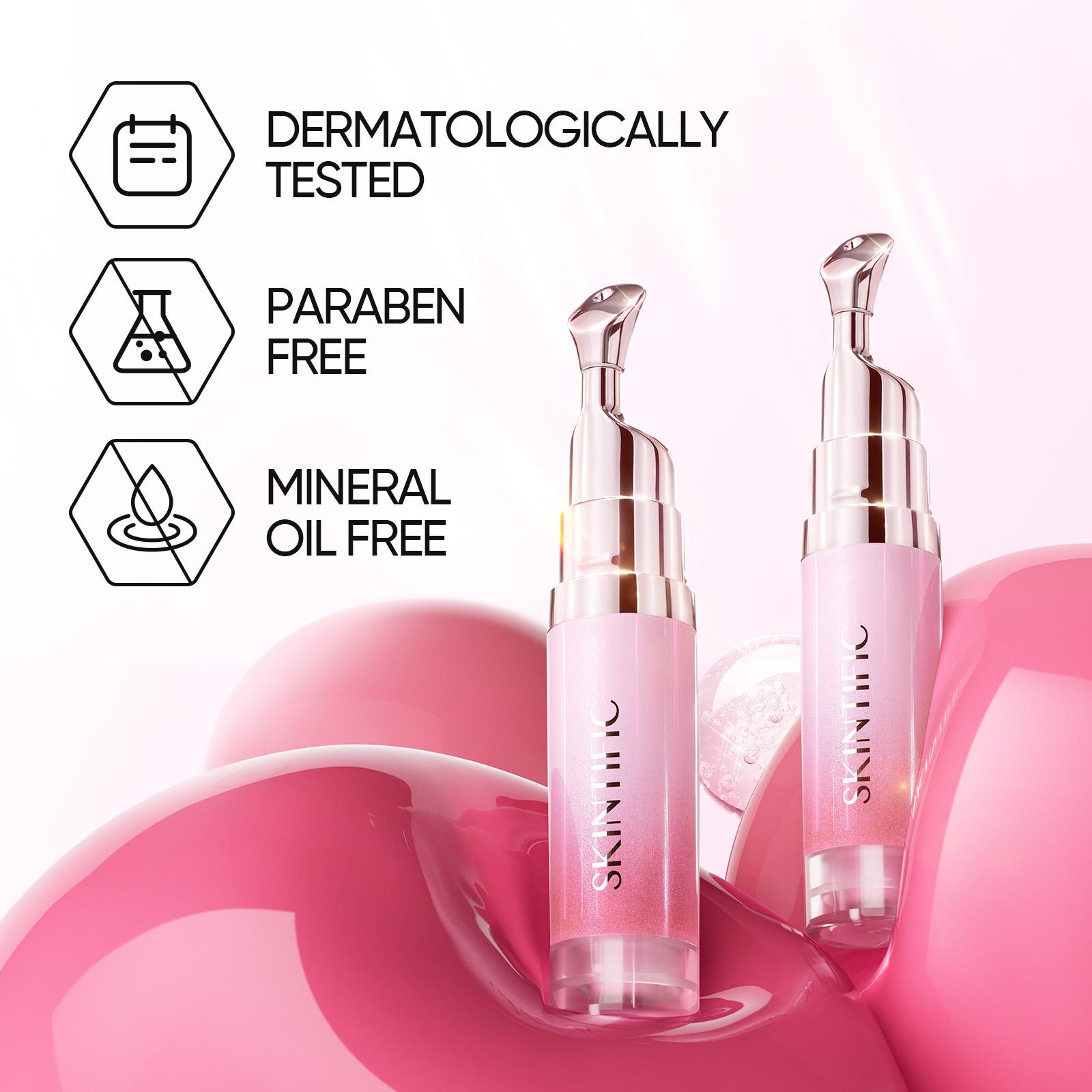 [Recommended by Cardi B] SKINTIFIC Hydrating Brightening Lip Serum with Hyaluronic Acid & Peptide for Radiant Lips Gentle Glossy Korean Beauty Makeup Balm Shea Smooth Moisture with Cooling Metal Roller Applicator