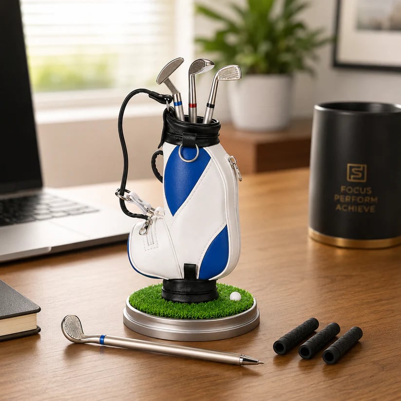 ⛳Golf Pen Holder + 3-Pen Set🏌️♂️Elevate Your Office Desk – A Hole-in-One for Style & Function