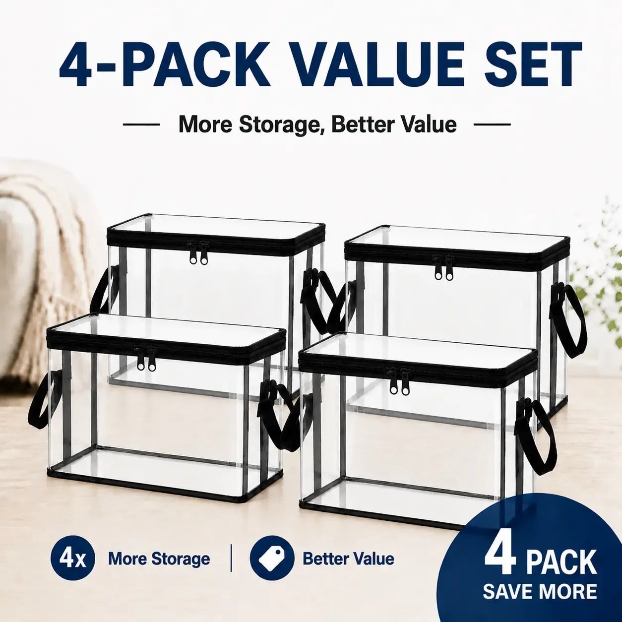 🔥Buy More Save More🔥Black PVC Stuffed Animal & Doll Storage Box with Handle