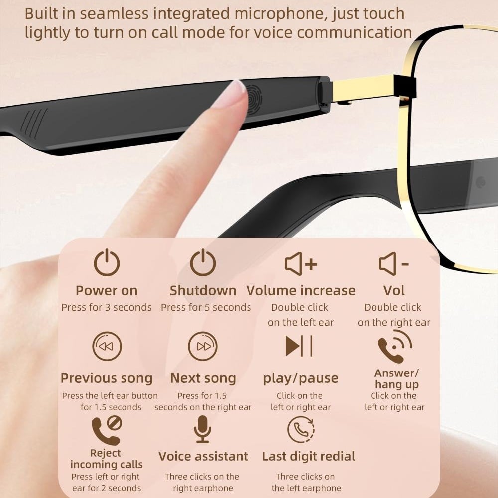 🏆Flash Sale😎 Smart Bluetooth 5.4 Audio Sunglasses – Open-Ear, UV & Blue Light Protection