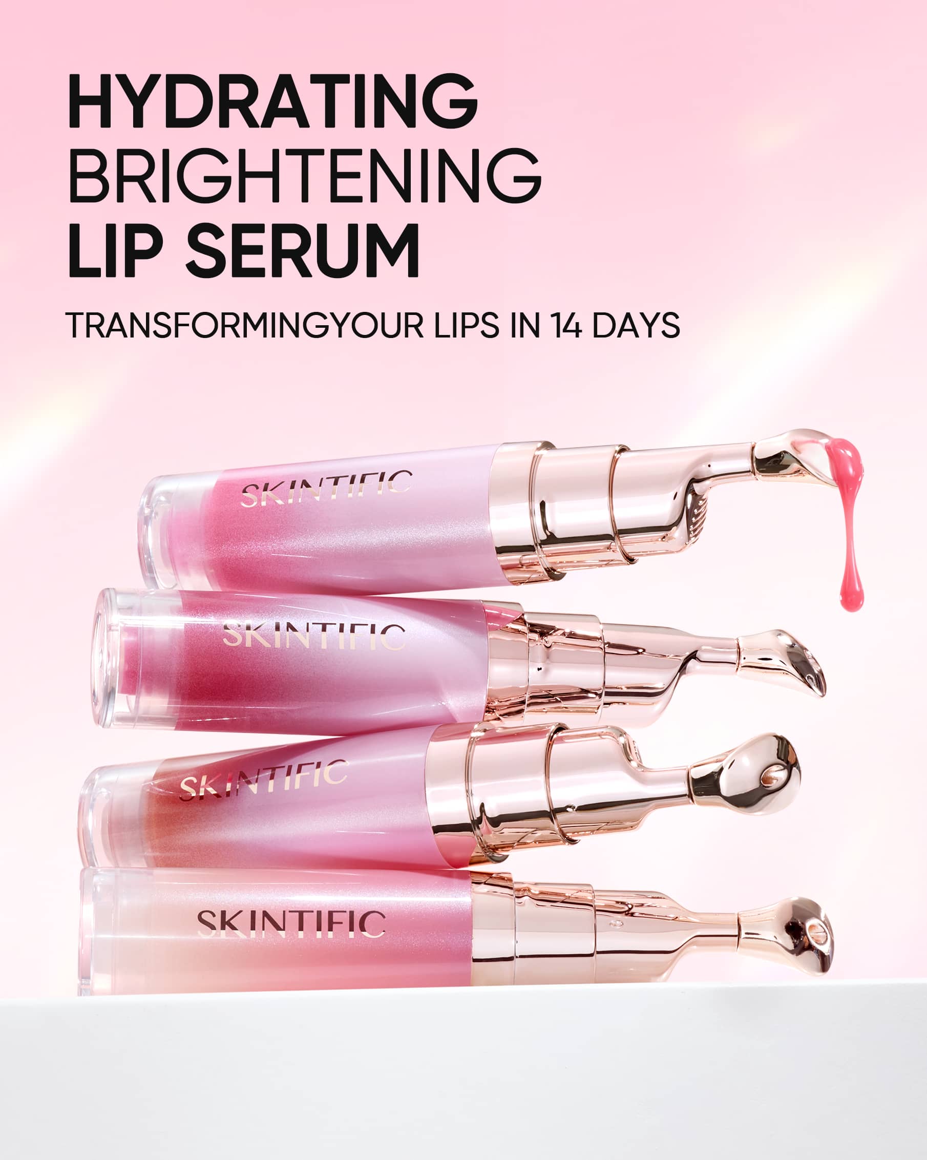 [Recommended by Cardi B] SKINTIFIC Hydrating Brightening Lip Serum with Hyaluronic Acid & Peptide for Radiant Lips Gentle Glossy Korean Beauty Makeup Balm Shea Smooth Moisture with Cooling Metal Roller Applicator