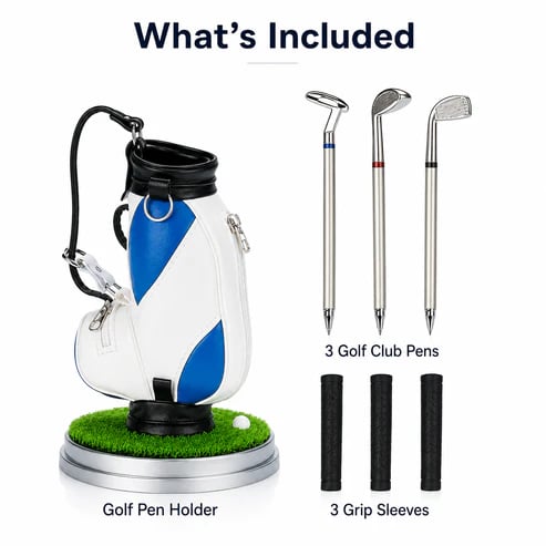 ⛳Golf Pen Holder + 3-Pen Set🏌️♂️Elevate Your Office Desk – A Hole-in-One for Style & Function