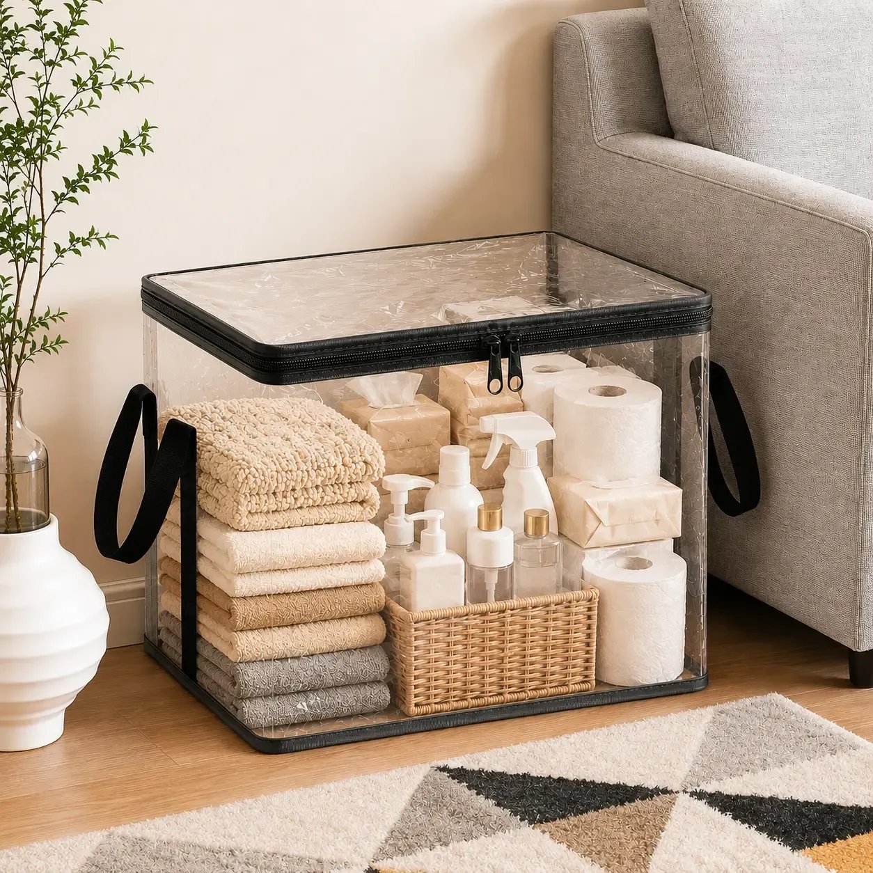 🔥Buy More Save More🔥Black PVC Stuffed Animal & Doll Storage Box with Handle