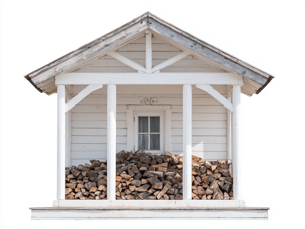 Abri à bûches en bois blanc 180x60x190 cm - rangement extérieur pour bois de chauffage - style chalet-Luxegoshop