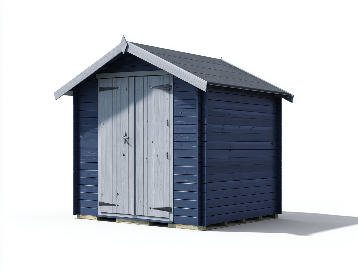 Abri de jardin en bois bleu et gris clair 200x160x210 cm - rangement extérieur avec double porte - style classique-Luxegoshop