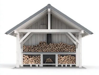 Abri à bûches en bois 300x180x260 cm - blanc-gris - rangement extérieur - design chalet-Luxegoshop