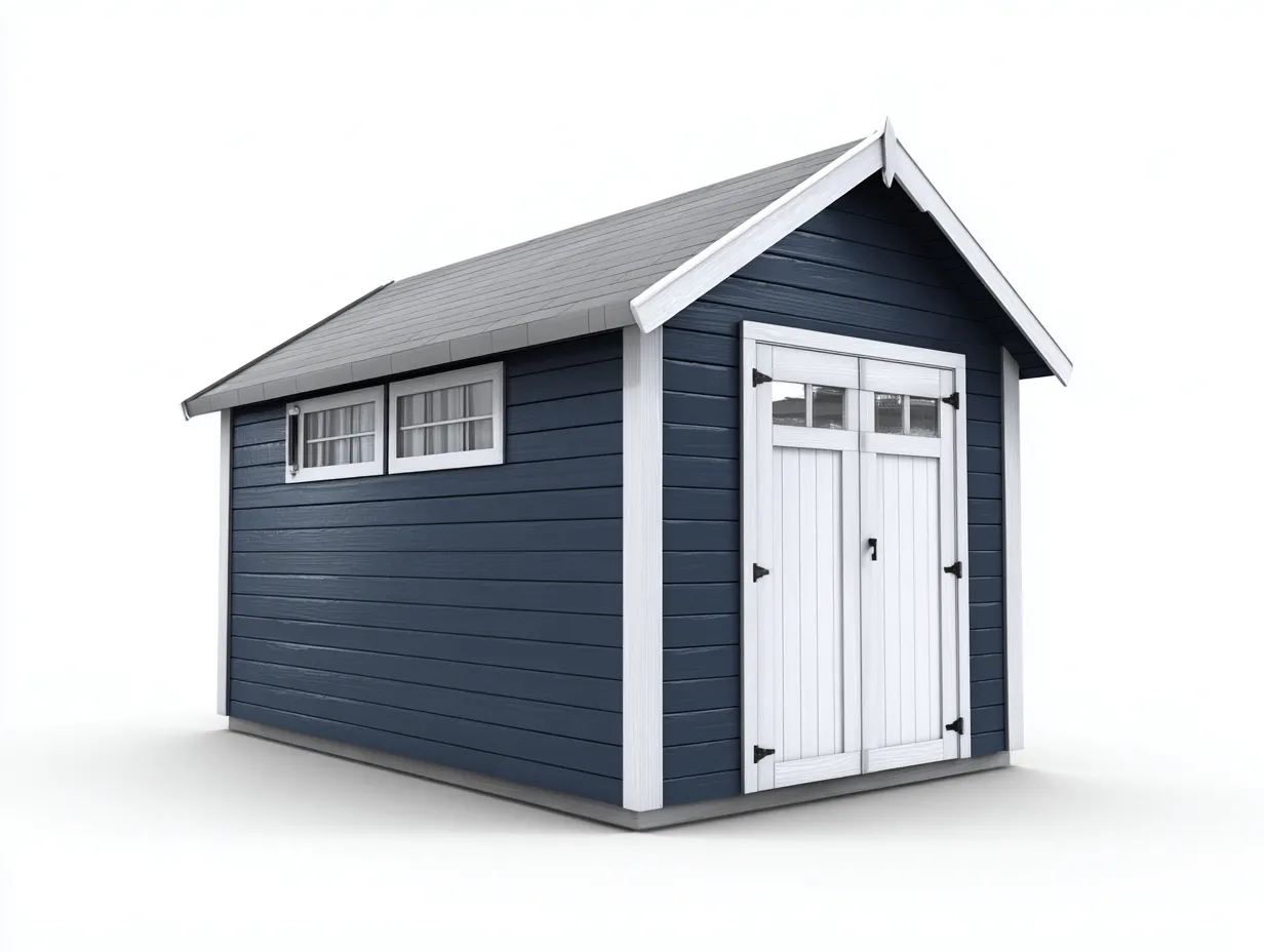 Abri de jardin en bois 260x200x220 cm - bleu foncé-blanc - rangement extérieur - design classique-Luxegoshop