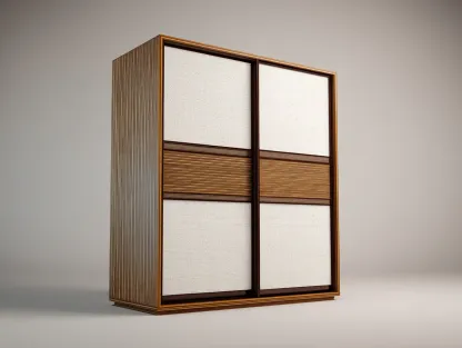 Armoire à portes coulissantes en bois 160x60x200 cm - beige-marron - rangement chambre - style japonais-Luxegoshop
