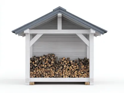 Abri à bûches en bois blanc avec toit gris 160x70x170 cm - rangement extérieur pour bois de chauffage - style chalet-Luxegoshop