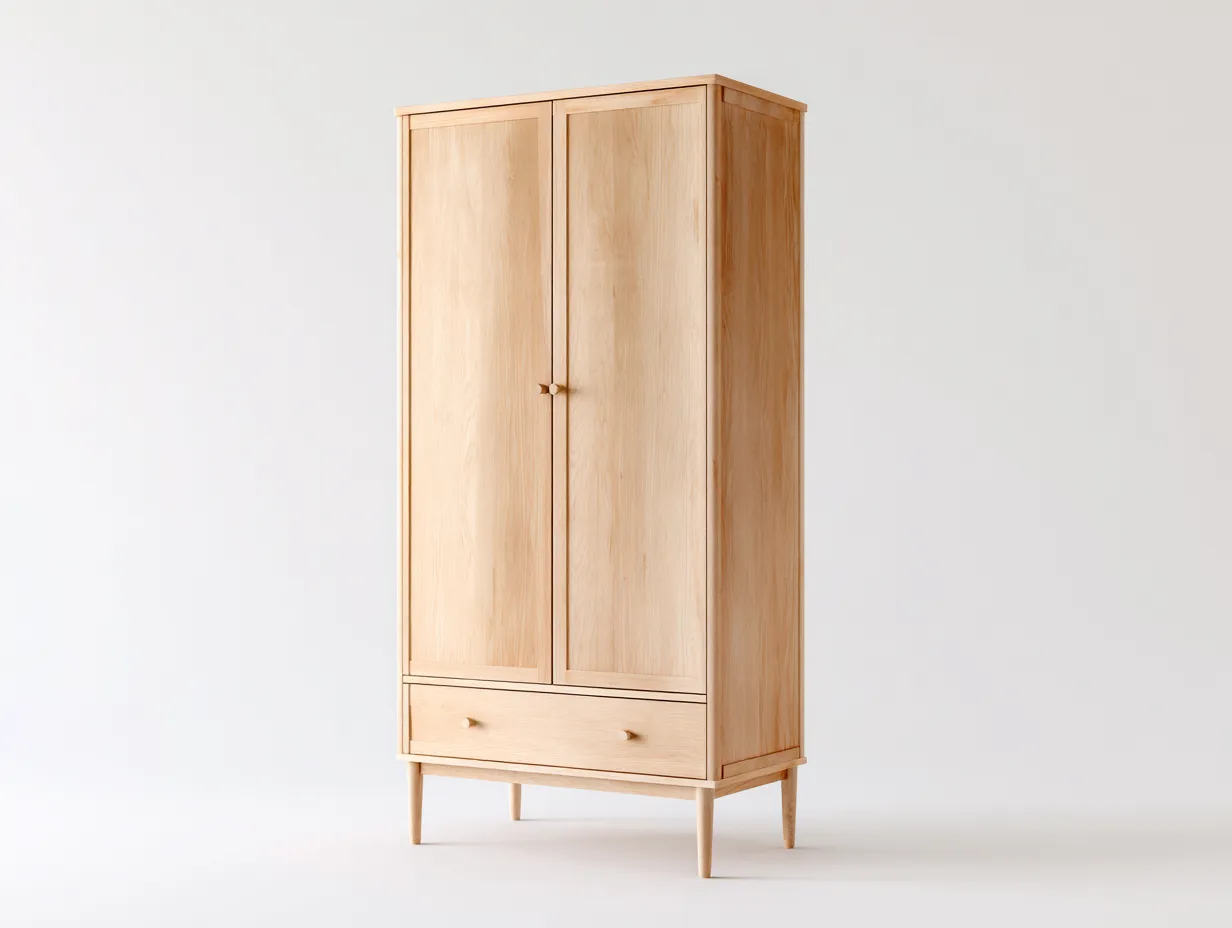 Armoire en bois 90x55x180 cm - bois clair - rangement chambre - design scandinave-Luxegoshop