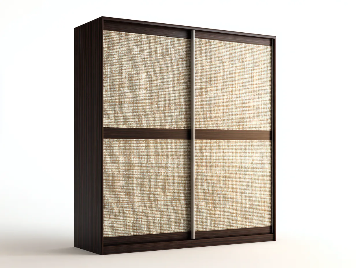 Armoire à portes coulissantes en bois 180x60x200 cm - beige-marron foncé - rangement chambre - design contemporain-Luxegoshop