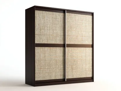 Armoire à portes coulissantes en bois 180x60x200 cm - beige-marron foncé - rangement chambre - design contemporain-Luxegoshop