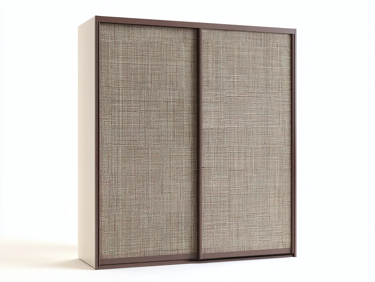 Armoire à portes coulissantes en bois 160x60x200 cm - beige-marron foncé - rangement chambre - design contemporain-Luxegoshop