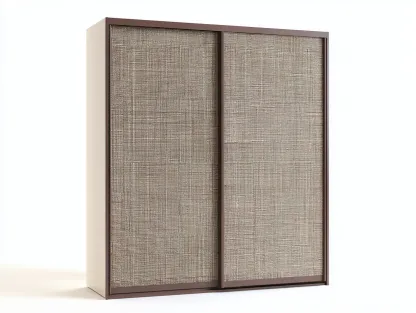 Armoire à portes coulissantes en bois 160x60x200 cm - beige-marron foncé - rangement chambre - design contemporain-Luxegoshop