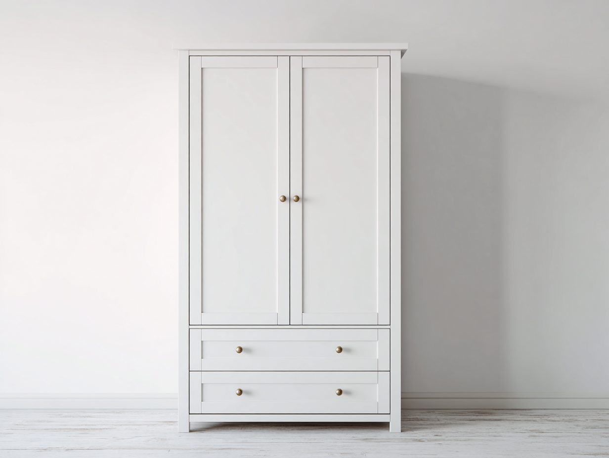 Armoire en bois 100x55x190 cm - blanc - rangement chambre - design classique-Luxegoshop