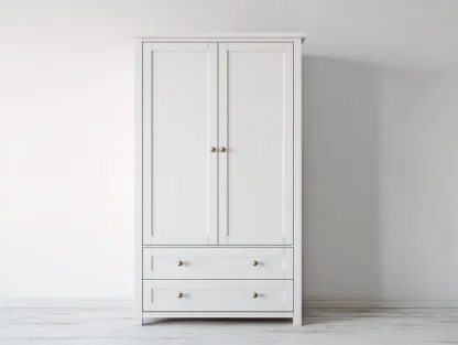Armoire en bois 100x55x190 cm - blanc - rangement chambre - design classique-Luxegoshop